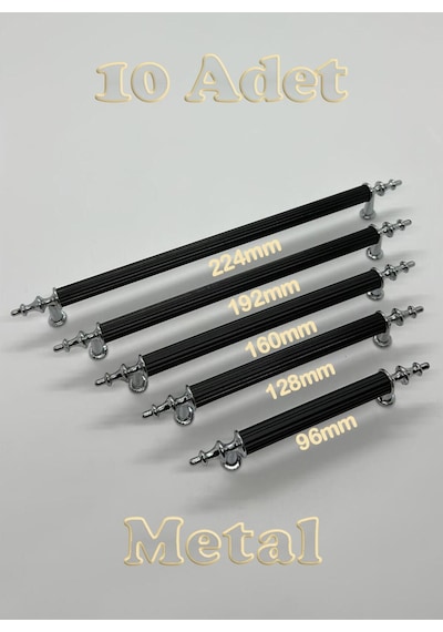 Tuana Rustik Alüminyum Metal Lüks Modern Mobilya Çekmece Mutfak Dolabı Kulpu Siyah-krom 224mm 10 Adet Siyah-krom