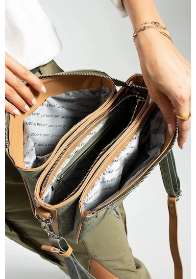 Just Polo Kadın Ayarlanabilir Askılı Lüks Ve Şık El & Omuz Çantası Shoulder Bag Siyah Taba Siyah