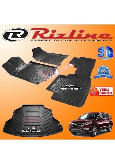 Honda Crv 3D Paspas + Bagaj Havuzu 2013 - 2017 Arası Set Rizline N11.13576