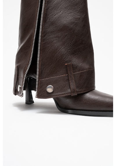 Luvishoes Luvi Shoes Lola Kahverengi Fermuarlı Sivri Burunlu Kadın Topuklu Bot kahverengi