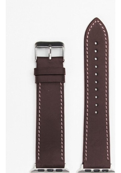 Apple Uyumlu  Watch Kordon Deri Crazy Koyu Mürdüm 38-40-41 Mm