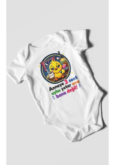 Morivokids Anneye Özel Kısa Kollu Bebek Body %100 Pamuk Zbn245-kk Beyaz