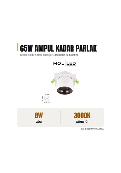 Molled Vindor Serisi 8w Sıva Altı Led Spot Dış Beyaz İç Platin 3000k - Mol5041-1