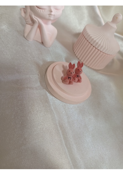 Pembe Peluş Tavşanlı Küpe