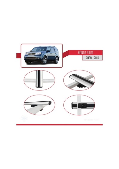 Honda Pilot 2009-2015 Arası İle Uyumlu Basic Model Ara Atkı Tavan Barı Gri 3 Adet