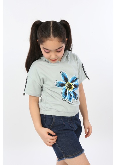 Toontoy Kids Toontoy Kız Çocuk Önü Çiçek Baskılı Tişört Yeşil Toontoy Kids Toontoy Kız Çocuk Önü Çiçek Baskılı Tişört Yeşil