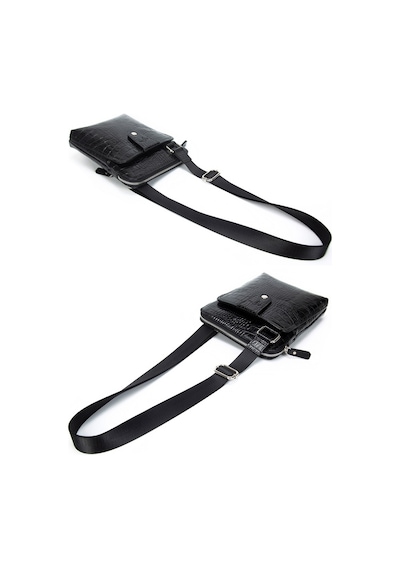 Kangaroo Kıngdom Hakiki Deri Kroko Siyah Unisex Postacı Çanta Kangaroo K. 4544-Cs Siyah