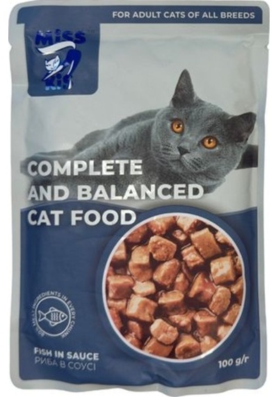 Miss Kis Balıklı Yetişkin Kedi Pouch 100 Gr - Soslu Ve Lezzetli Tam Yaş Mama