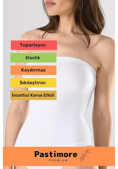 Özel Üretim Straples Uzun Beyaz Örme Seamless Pedsiz Dikişsiz Soft Basic Kadın Atlet