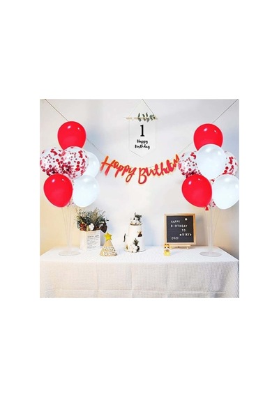Kırmızı Beyaz Konfetili Balon Gri
