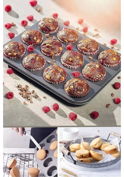 12'li Yanmaz Yapışmaz Muffin Kek Kalıbı Çok Renkli