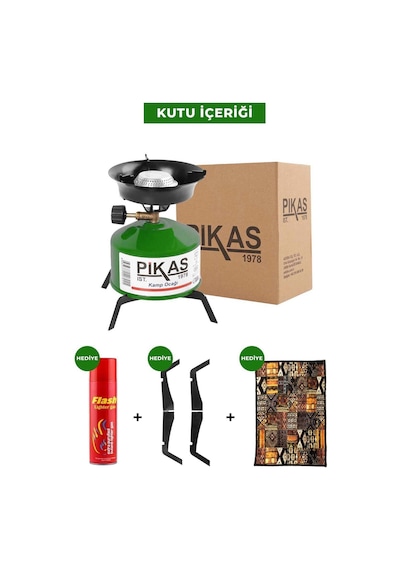 Iksa Devrilmez Ayaklı Portatif Kamp Ocağı, Piknik Tüpü Kamp Ocağı Kartuşu Çaydanlık Halısı Hediye 001