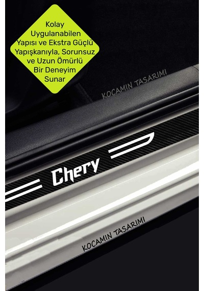 Tasarımlı Yazılı Karbon Kapı Eşiği Chery Tasarımlı İçin Siyah Dekoratif 2 Ön 2 Arka Kapı Koruyucu Set Chery Tasarımlı 4 Adet