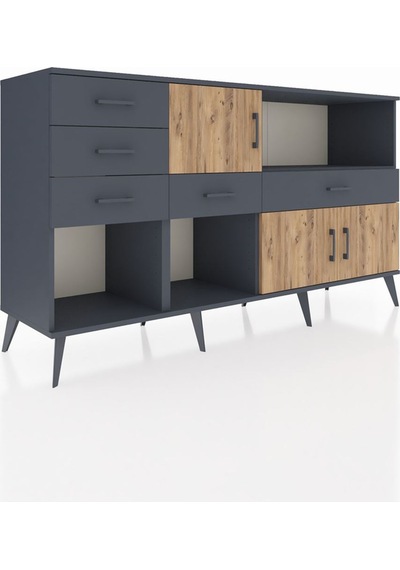Hyperion Konsol 2 Raflı 5 Çekmeceli 3 Kapaklı 176x44x99 Antrasit- Antrasit-çam/antrasit Hyperion Konsol 2 Raflı 5 Çekmeceli 3 Kapaklı 176x44x99 Antrasit- Antrasit-çam/antrasit