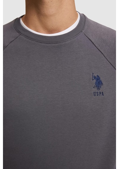 U.S. Polo Assn. Erkek Gri Bisiklet Yaka Regular Fit Basic Sweatshirt 50329441-vr024