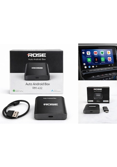 Rose Rm-432 4x32gb Auto Android Box Kablosuz Carplay & Android Auto Dönüştürücü, Youtube, Netflix 10.1"
