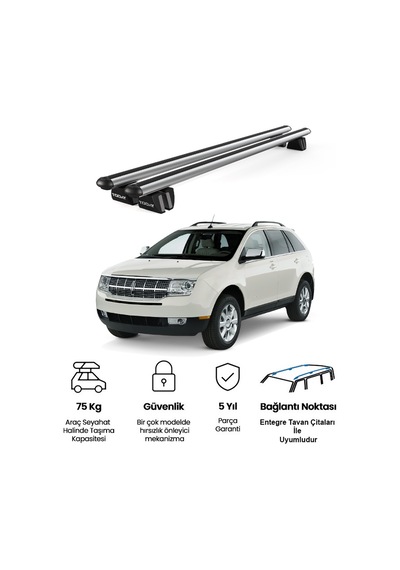 Pençe Lincoln Mkx 2007-2015 Uyumlu Gri Ara Atkı Port Bagaj Tavan Barı