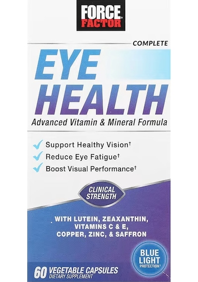 Force Factor Eye Health Lutein Zeaxanthin Saffron Copper 60 Vegetable Caps