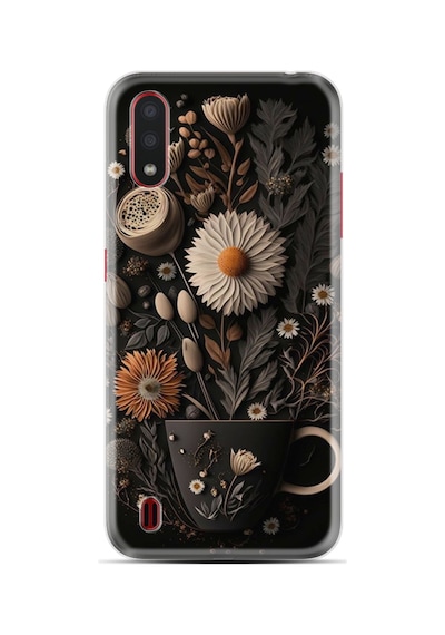 Samsung Samsung Galaxy Uyumlu A01 Kılıf Boutique Baskılı Resimli Kahve Çiçek Pcode -095