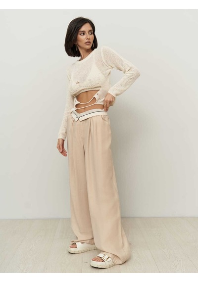 Mai Collection Mai Studios Co. Bohemai Tessa Tencel Bej Palazzo Pantolon Bej