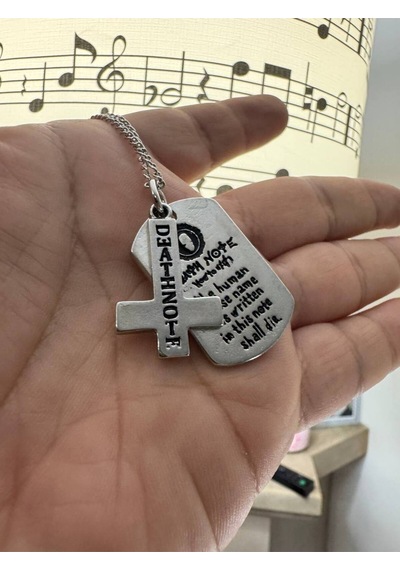 Death Note Kitap Tasarımlı Künye Kolye 60 Cm Zincirli Unisex Metal Aksesuar Çok renkli