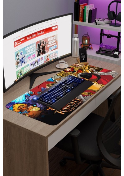 Shovel Knight Kaymaz Dikişli Kauçuk Oyuncu Mousepad V3 - 90x40 Xxl Gaming Mouse Pad Fare Altlığı