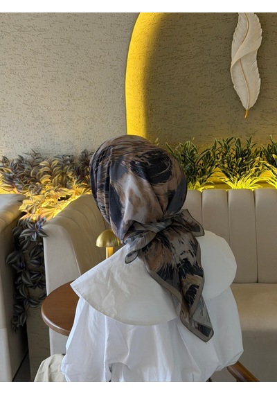 Qalortex Scarf Pamuklu Soft Lara Desen Eşarp-antrasit
