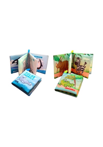 2 Kitap Tox İngilizce Kutup Hayvanları Ve Safari Hayvanları Kumaş Sessiz Kitap E125 E130 - Bez Kitap , Eğitici Oyuncak , Yumuşak Ve Hışırtılı