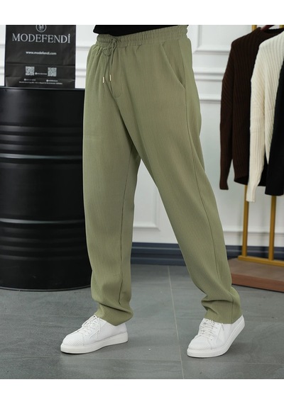 Modefendi Kalın Fitil Desen Jogger Pantolon Yeşil