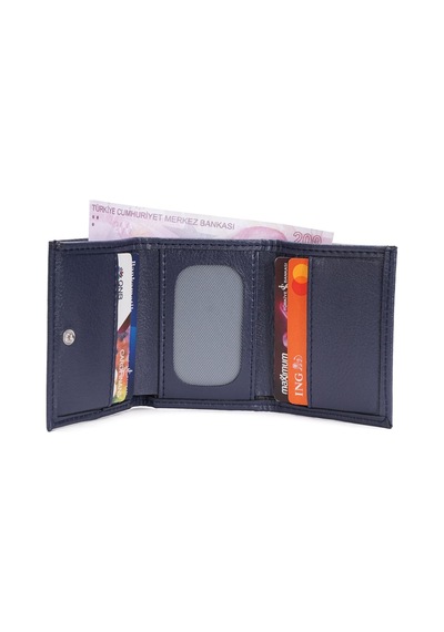 Newish Polo Erkek Deri Kağıt Para Hazneli Kartlık Ve Cüzdan New426 Lacivert