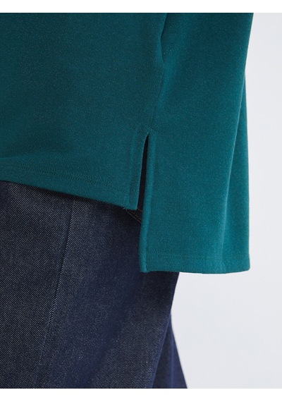 Lcw Everyday Yeşil Bisiklet Yaka Oversize Kadın Tişört