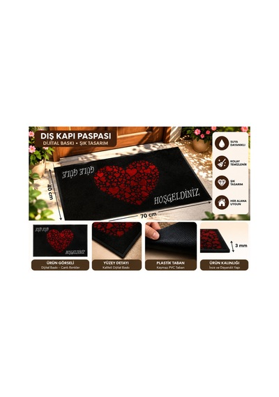 Dekoratif Dış Kapı Paspası Dijital Baskılı, Kaymaz Pvc Plastik Tabanlı, Şık Desenli Kapı Önü Paspası 40x70 Cm Siyah Kırmızı - 937312887 Siyah Kırmızı Dekoratif Dış Kapı Paspası Dijital Baskılı, Kaymaz Pvc Plastik Tabanlı, Şık Desenli Kapı Önü Paspası 40x70 Cm Siyah Kırmızı - 937312887 Siyah Kırmızı