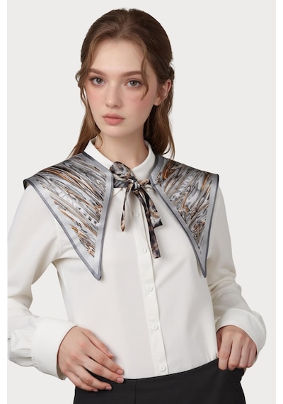 Walkenzo 4863 Şık Bağlamalı Modern Kadın Omuz Şalı Gri