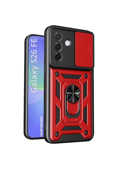 Samsung Galaxy Uyumlu S26 Fe Uyumlu Tank Kılıf - Extra Darbe Koruma Zırhlı Outdoor Kapak - Kırmızı