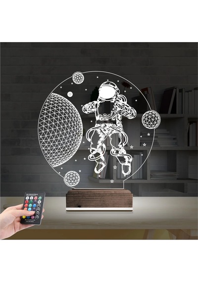 Luvivia Astronot Gezegen 3d Lamba - Masa Gece Lambası Şeffaf
