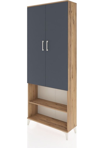 Arges Dolap 4 Raflı 2 Kapaklı 88x30x221 Çam-antrasit Çam