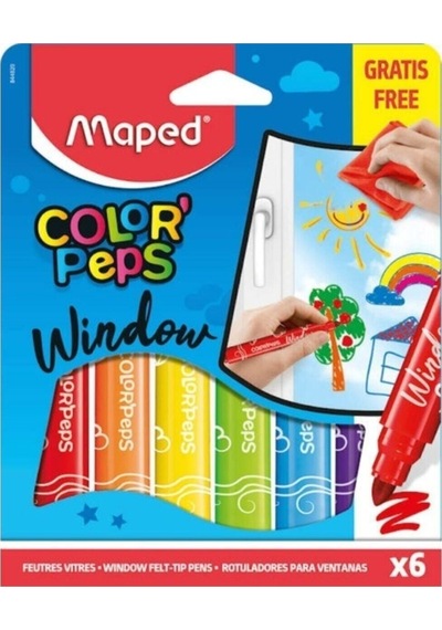 Color Peps Keçeli Cam Boyası Kalemi + Fiber Bez 6 Renk 3154148448204