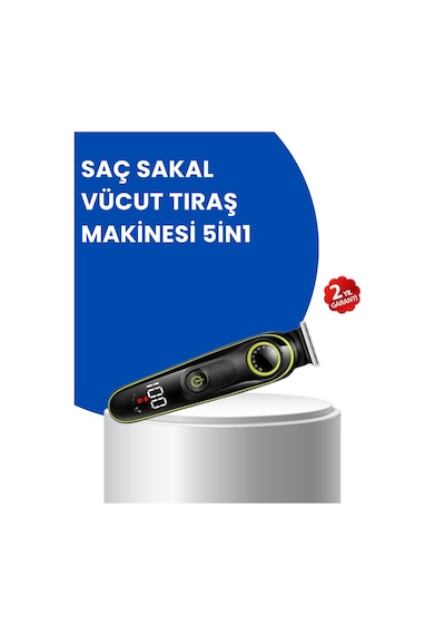 Uzun Pil Ömürlü Led Göstergeli Erkek Bakım Seti 5-in-1 Saç Sakal Tıraş Makinesi - Lisinya 1 - 2 Saat