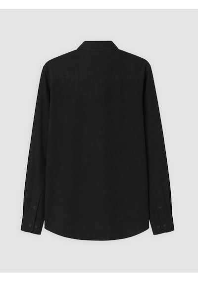 Lcw Vision Siyah Regular Fit Keten Görünümlü Erkek Gömlek