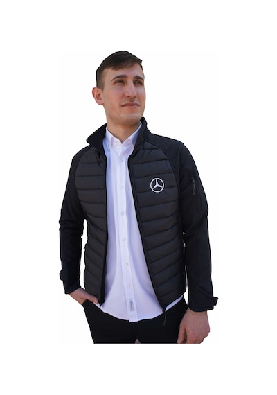 Uniprom Erkek Mercedes Mont Softshell-Ray Desen Likralı Siyah 5 Cepli Siyah