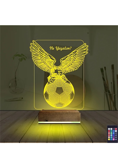 Luvivia Kartal Futbol Topu Kişiye Özel 3d Lamba - Masa Gece Lambası Şeffaf