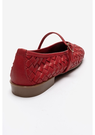 Luvishoes Yevora Kırmızı Örgü Hakiki Deri Bantlı Kadın Babet Ayakkabı