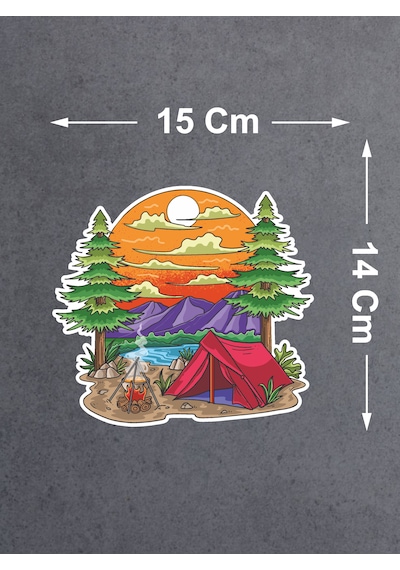 Kamp, Off Road, 4x4, Doğa, Manzara, Adventure Sticker, Araba Karavan Pickup Arazi Suv 02180 15x14 Cm