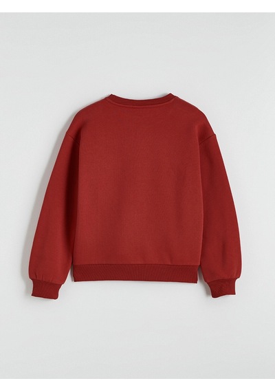 LC Waikiki Lcw Kids Kırmızı Bisiklet Yaka Taşlı Kız Çocuk Kalın Sweatshirt Red