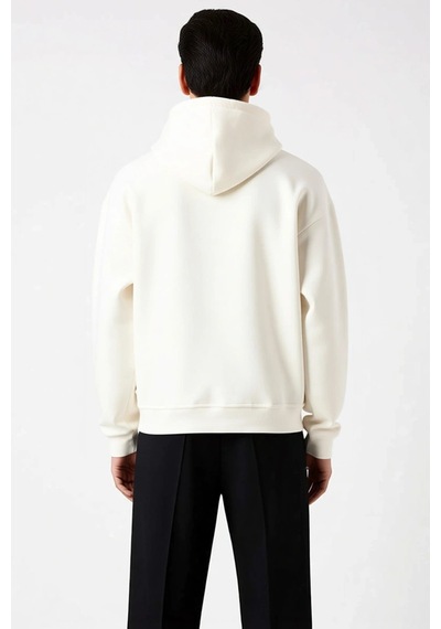 Benerly Erkek Kapüşonlu Standart Kol Kanguru Cep Sweatshirt Fonksiyonel D Ekru
