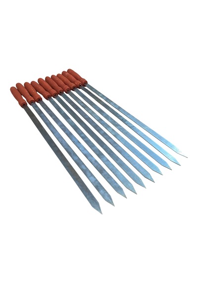 Mobilreyon- 10 Adet Ahşap Saplı Adana Kebap Kıyma Şişi-galvanizli Şiş 55 Cm