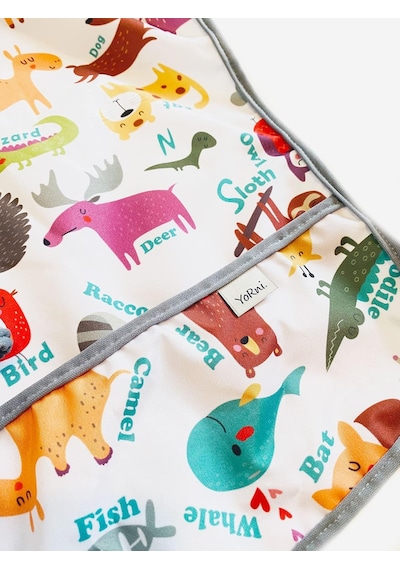 Zoo 3-6 Yaş Bağcıklı Uzun Kollu Boyundan Bağlamalı Su Geçirmez Bebek Mama Önlüğü Belirtilmemiş