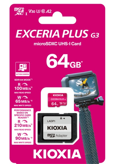 Kioxia Exceria Plus G3 64gb 210mb/s-90mb/s V30 U3 4k Microsd Hafıza Kartı LMPL3M064GG2