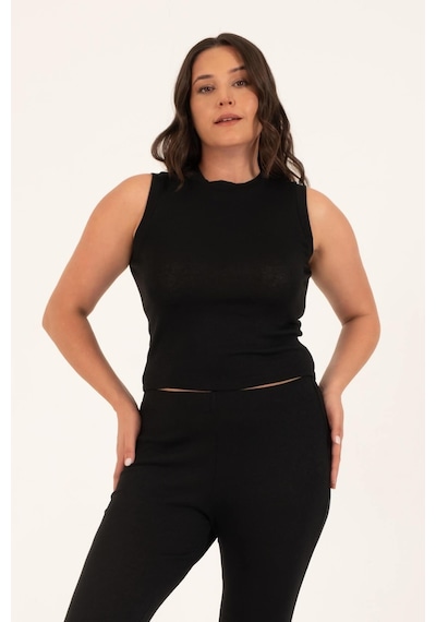 Myline Basic Kolsuz Triko Top-siyah Siyah
