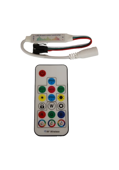 Sp104e Müzik Denetleyici Ws2811-ws2812 Argb Pixel Led Kontrol Devresi 5-24v 17 Tuşlu Rf Kumanda
